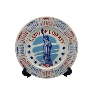 1981 Land of Liberty Calendar Plate Spencer Gifts Series VI 9" Patriotic